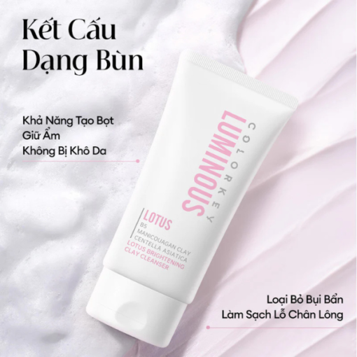 Sữa Rửa Mặt Colorkey Luminous Lotus Brightening Clay Cleanser - Hình ảnh 2